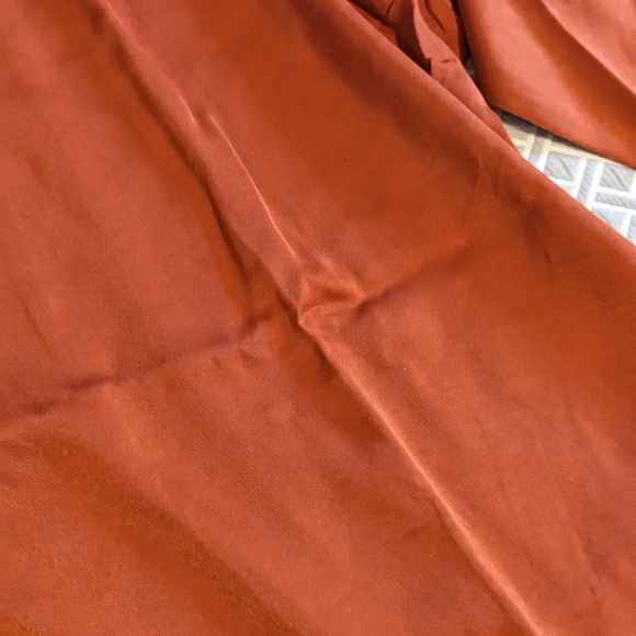 Long Sleeve Burnt Orange Tie Front Blouse - Picture 6 of 7